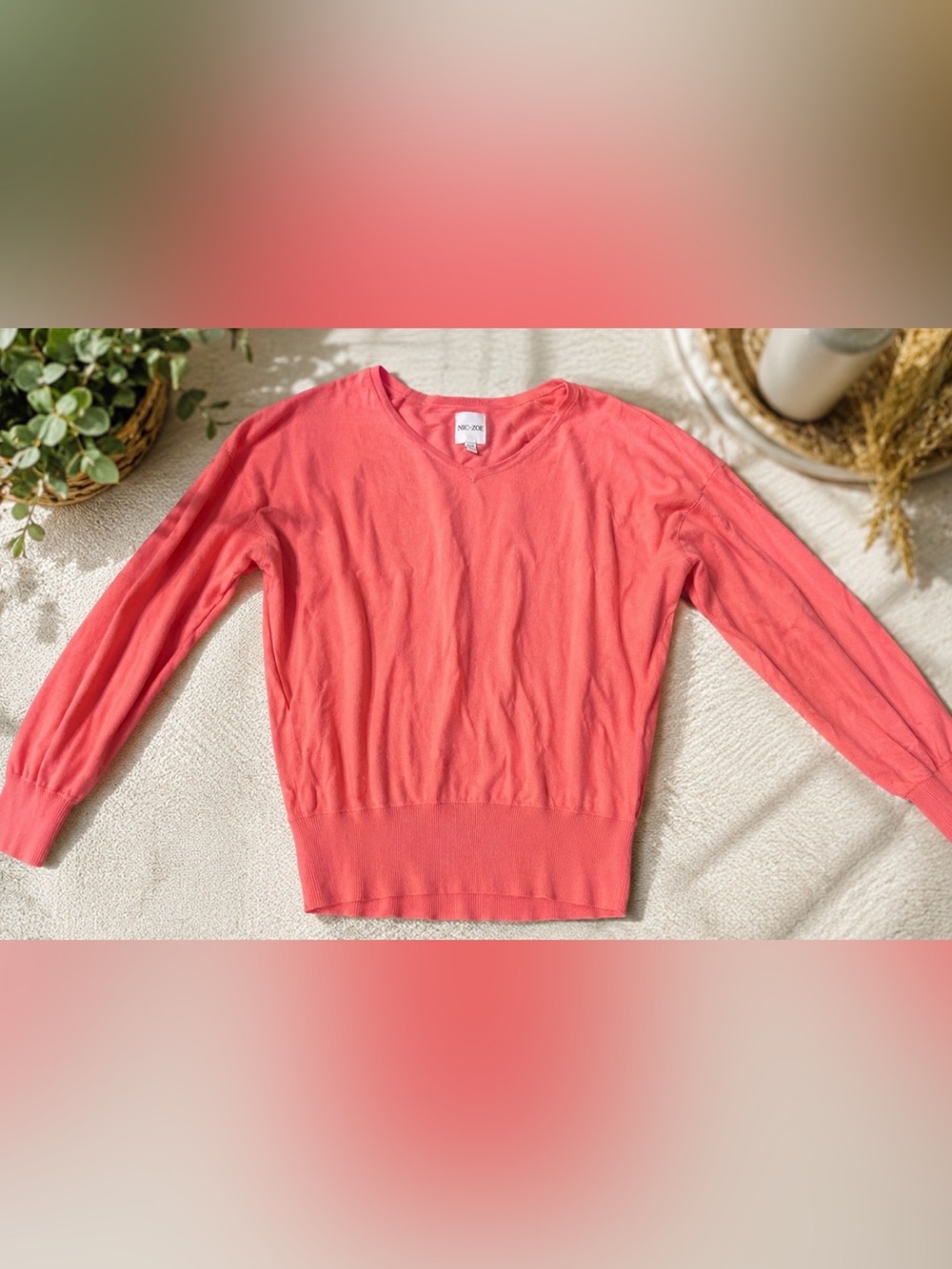 NIC+ZOE Coral V-Neck Knit Top